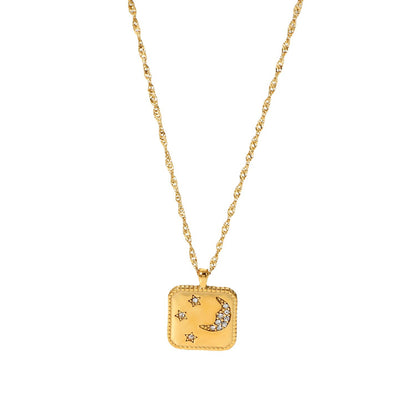 Collana tag quadrato placcata oro