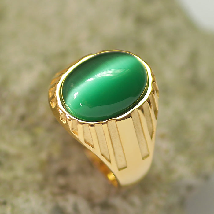 Anello opale verde da uomo