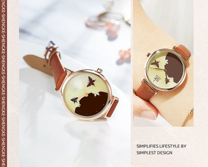 Orologio donna impermeabile con farfalla