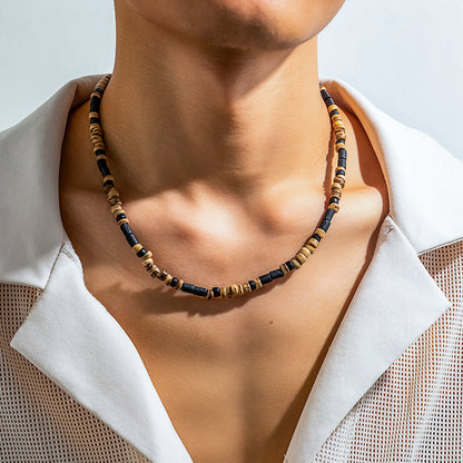 Collana perline legno bohemien