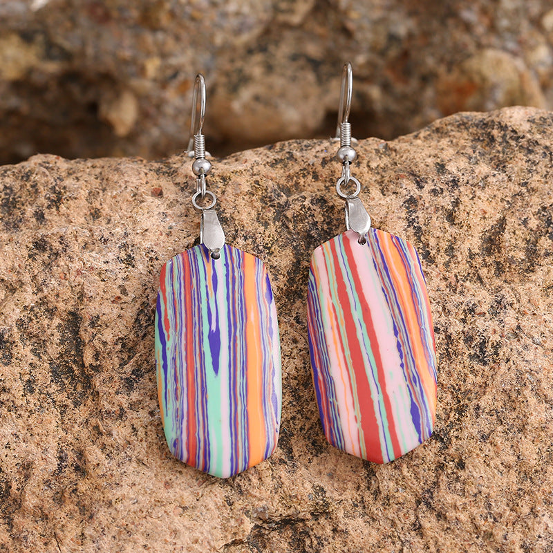 Orecchini boho a righe multicolore