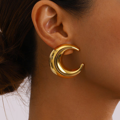 Orecchini luna acciaio inox