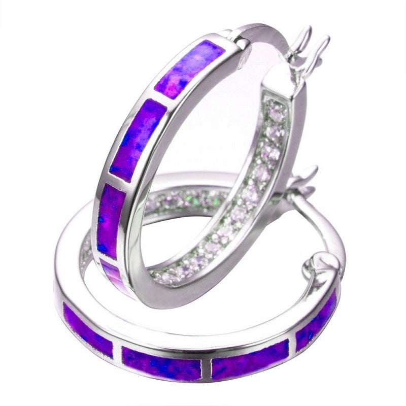 Orecchini opale rotondi platinati