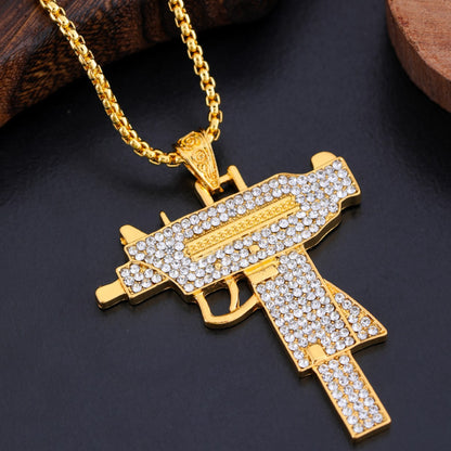 Collana pendente pistola strass
