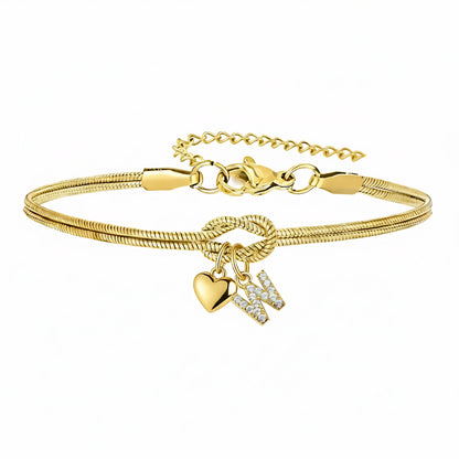 Bracciale Pendente Cuore con Lettere