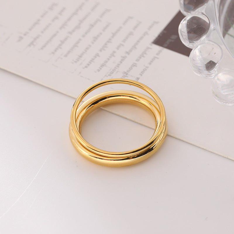 Anello doppio titanio oro articolato