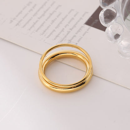 Anello doppio titanio oro articolato