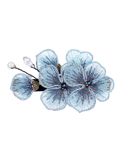 Fermaglio farfalla ricamato fiore