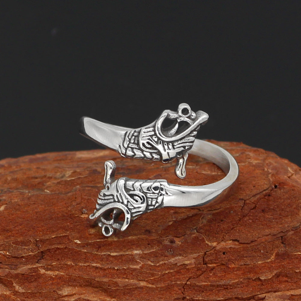 Anello testa di lupo Odino