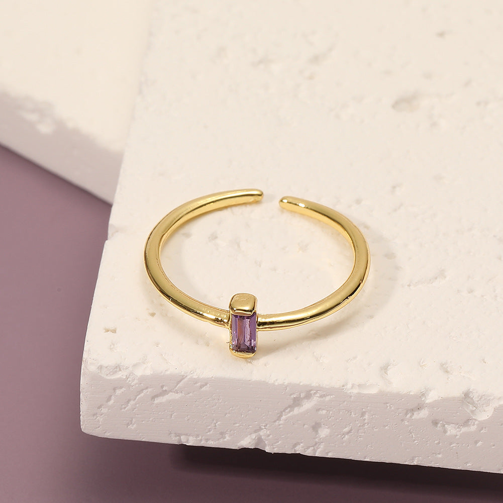Anello rame rettangolare zirconi