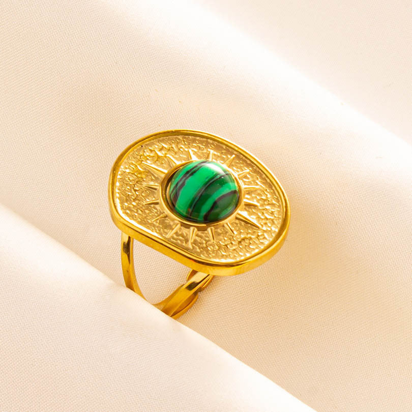 Anello geometrico retrò acciaio inox