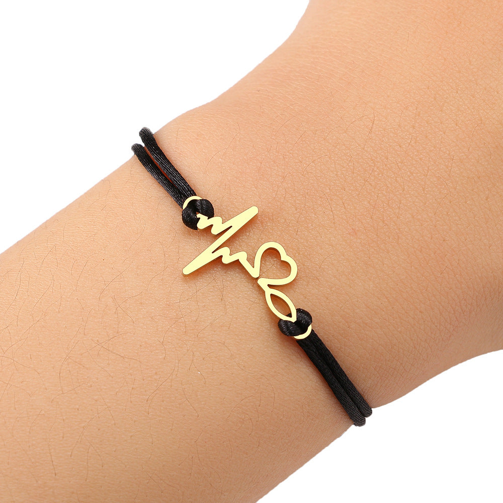 Bracciale corda nera acero