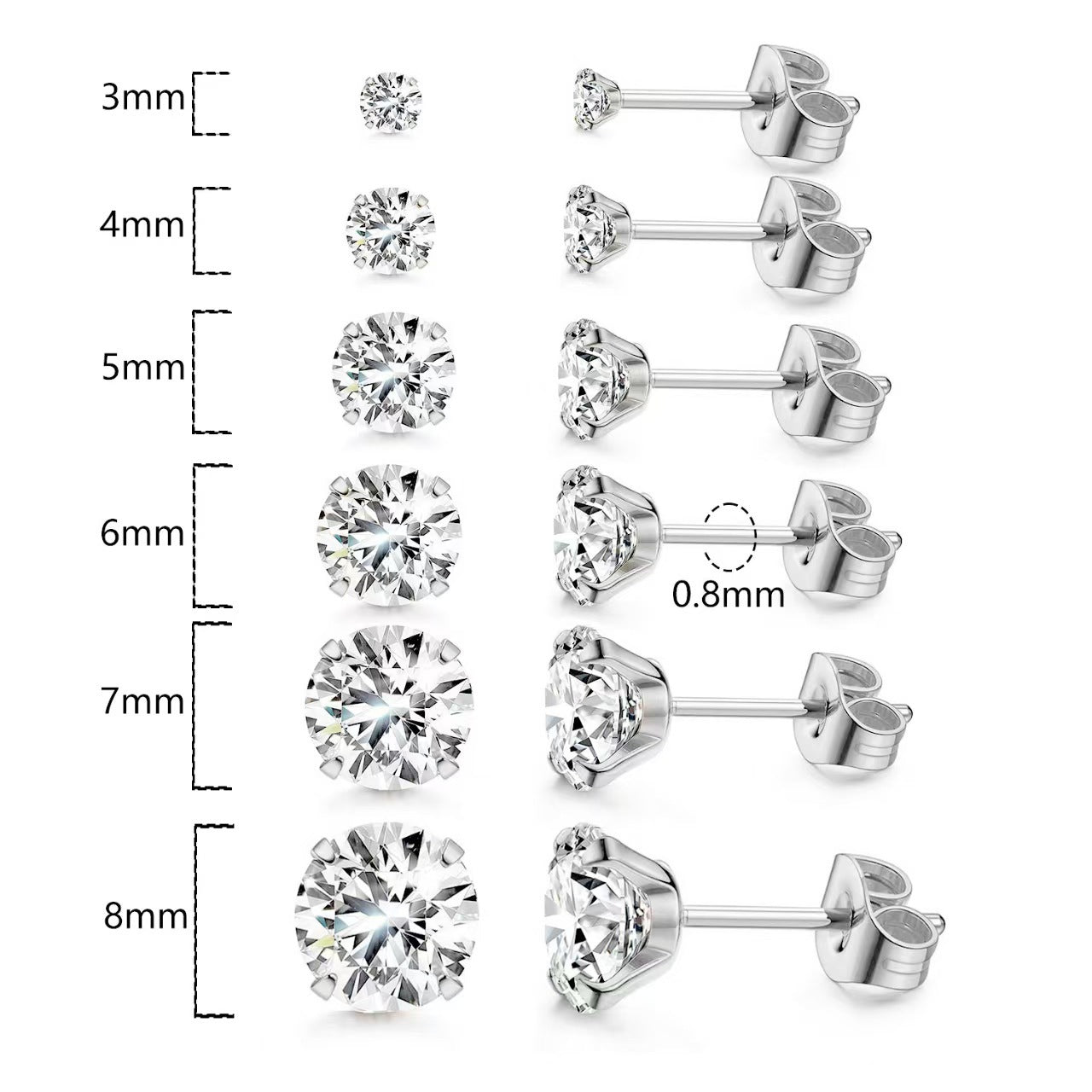 Orecchini piercing titanio con zircone