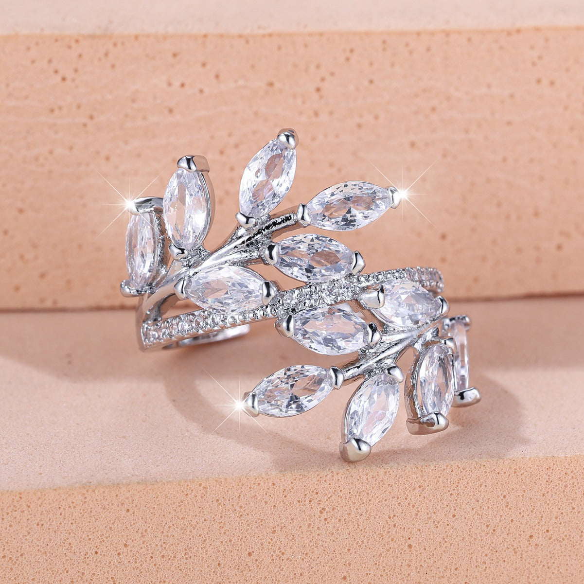 Anello Zircone Foglia