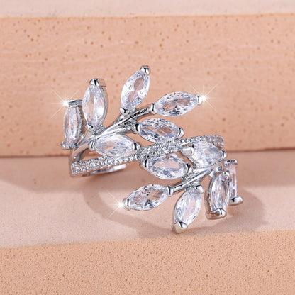 Anello Zircone Foglia