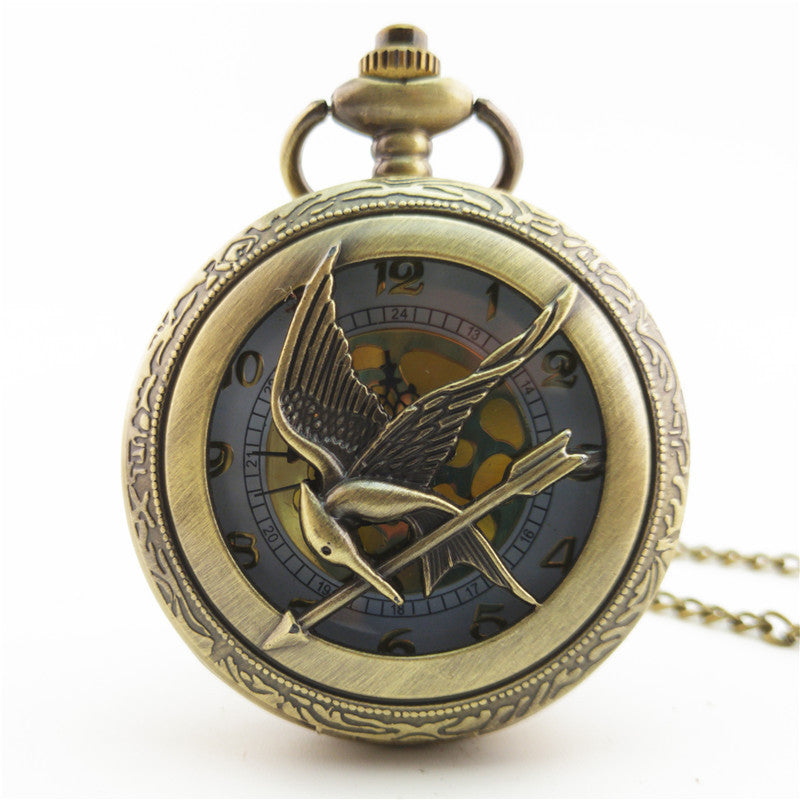 Orologio da tasca vintage uccello e freccia