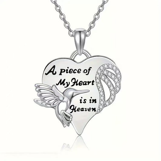 Collana colibrì con cuore e strass