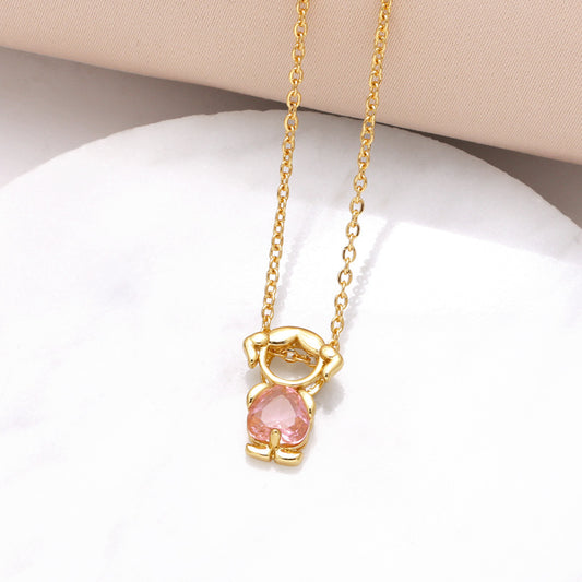 Collana cuore zircone placcato oro