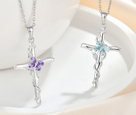 Collana croce zircone argento sterling