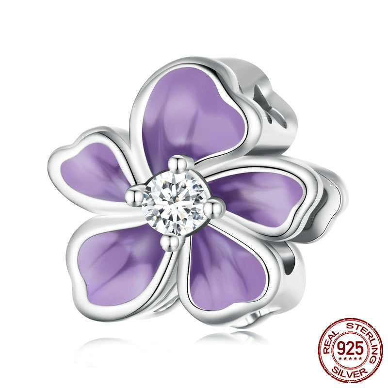 Perle fiore viola argento