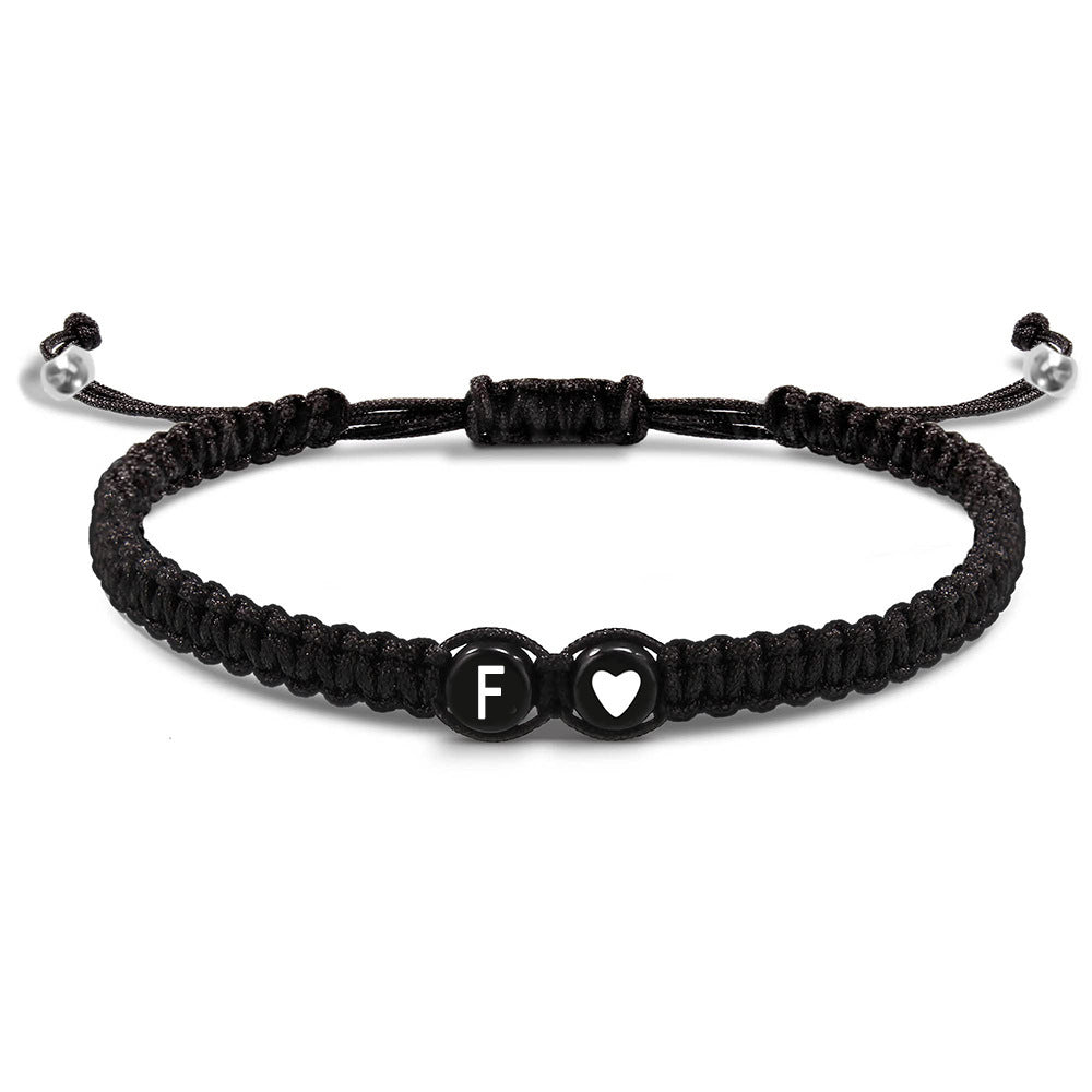 Bracciale intrecciato cuore e lettere