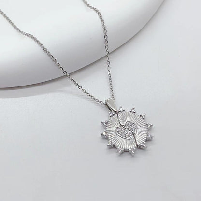 Collana acciaio titanio cuore farfalla girasole
