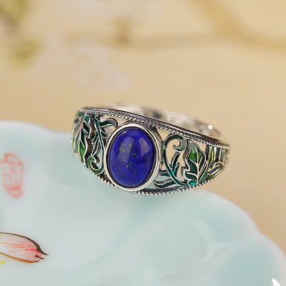 Anello foglia lapislazzuli
