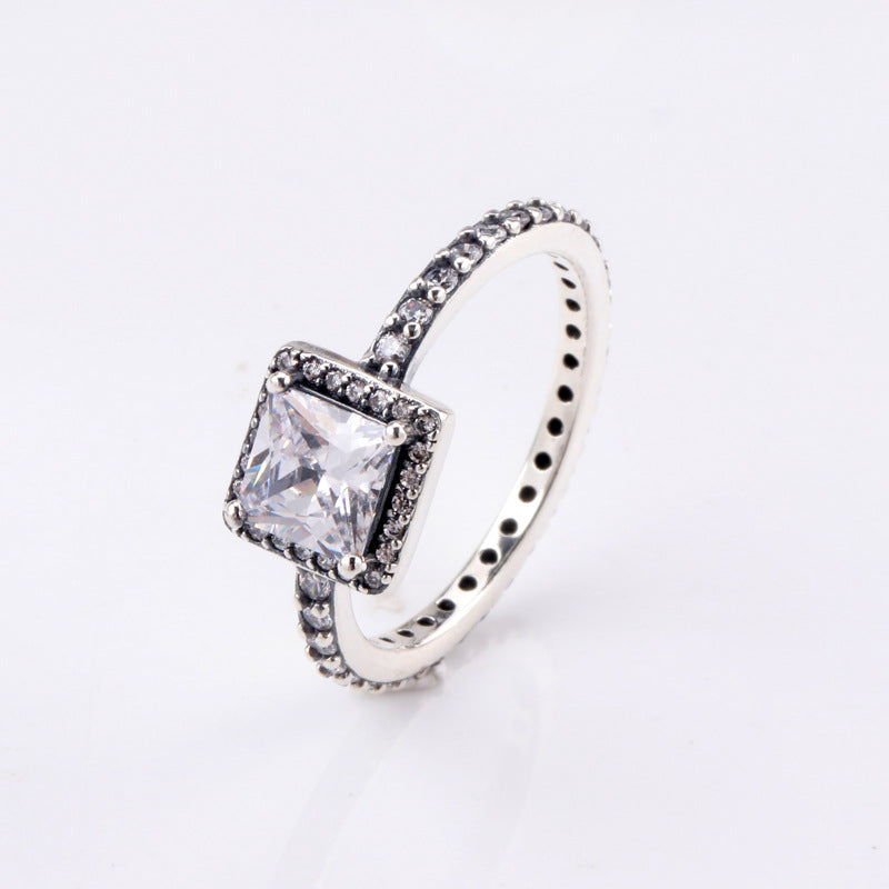 Anello zircone quadrato da donna in rame