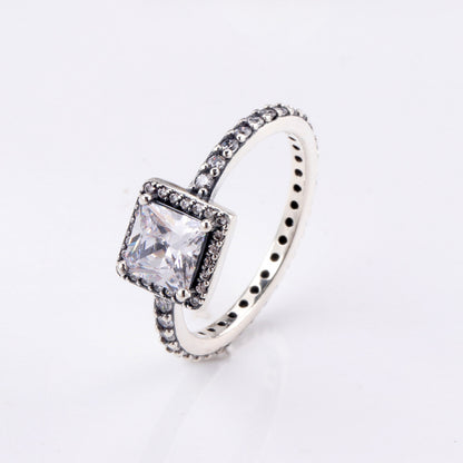 Anello zircone quadrato da donna in rame