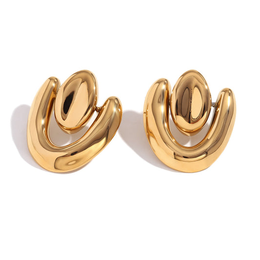 Orecchini cuore geometrico placcati oro