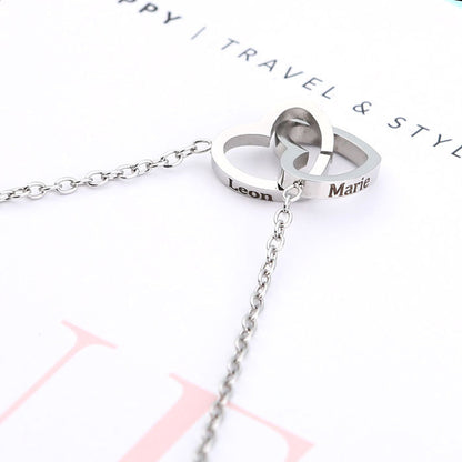Collana doppio cuore acciaio