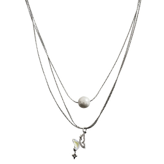 Collana farfalla perla multistrato