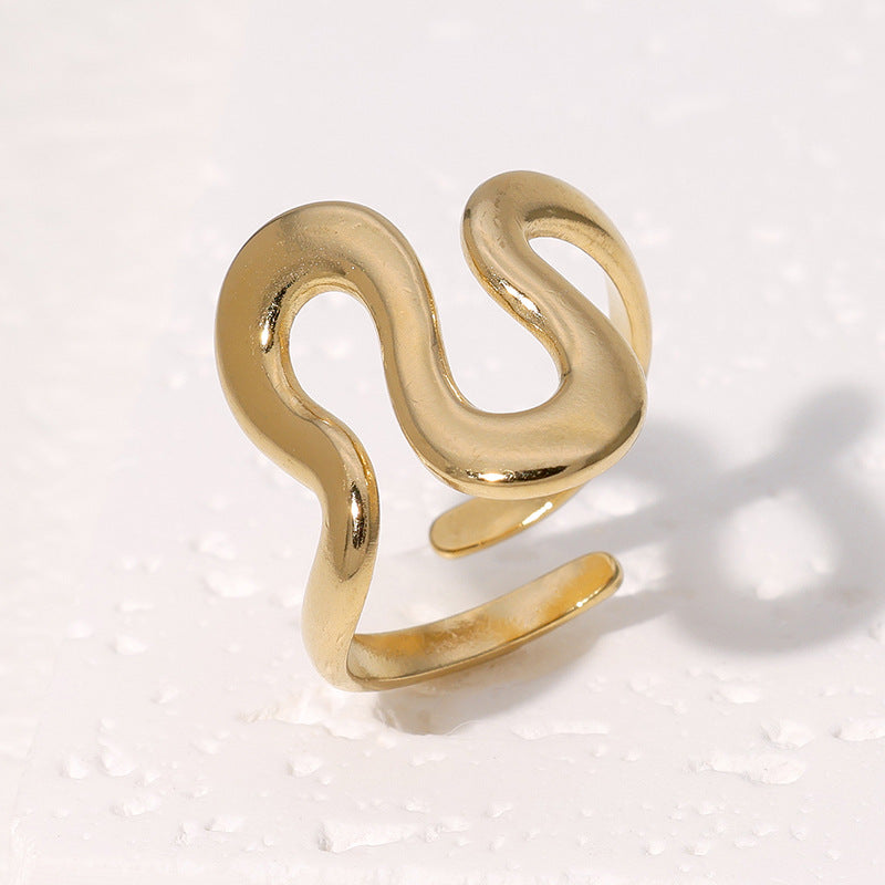 Anello titanio geometrico regolabile