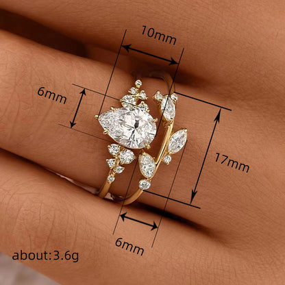 Anello rami e foglie zircone