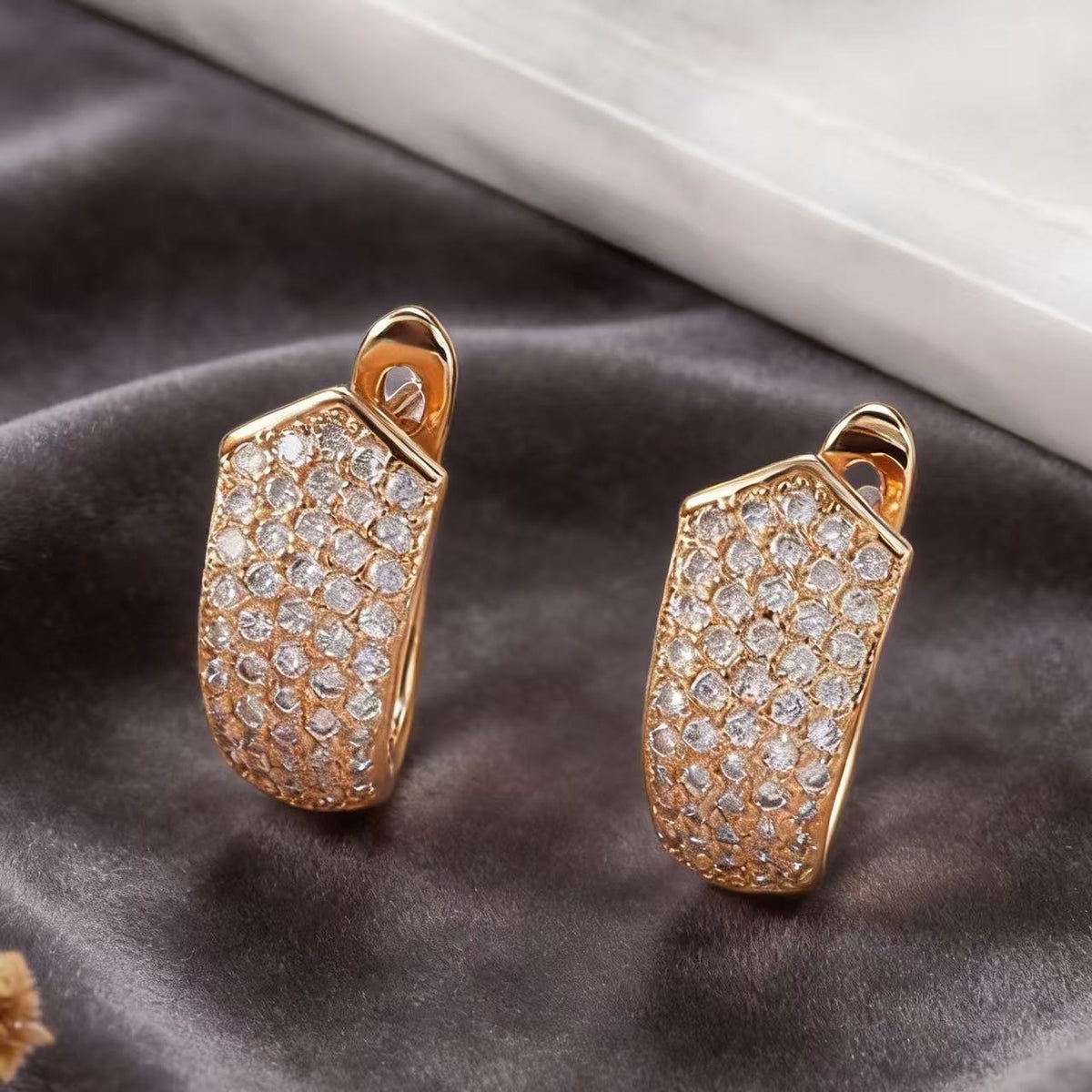 Orecchini zirconi oro champagne