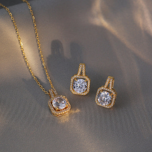 Set Collana Orecchini Zirconi Geometrici