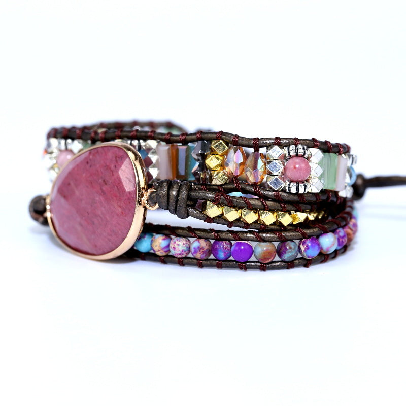 Bracciale intrecciato pietre naturali a mano