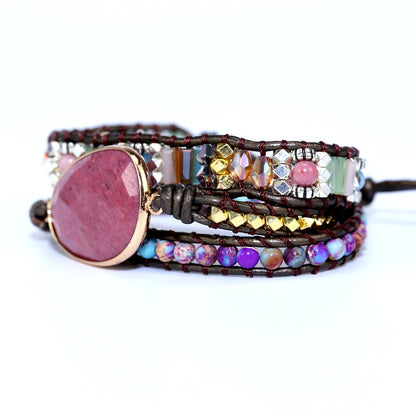 Bracciale intrecciato pietre naturali a mano