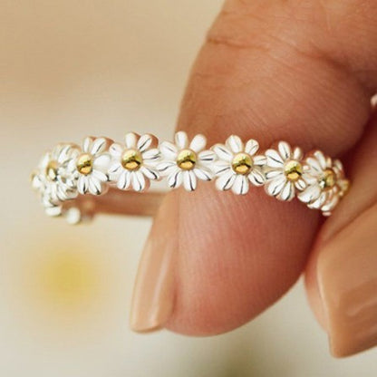 Anello fiore bianco in resina