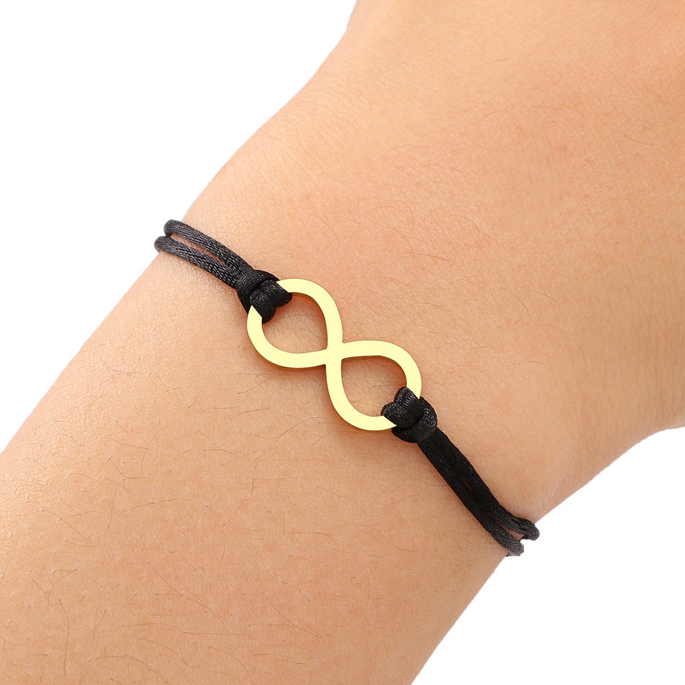 Bracciale corda nera acero