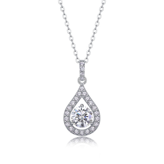 Collana cuore moissanite in argento e platino