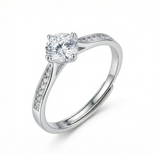 Anello argento solitario regolabile