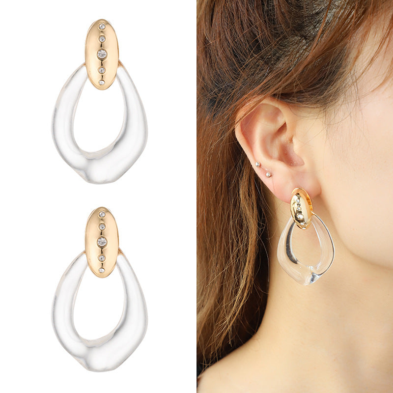 Orecchini resina trasparente con strass