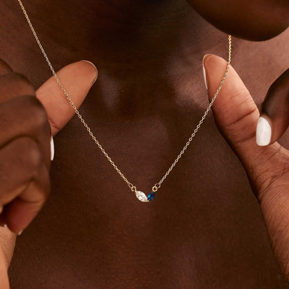 Collana cuore zircone acciaio titanio con pietra natale