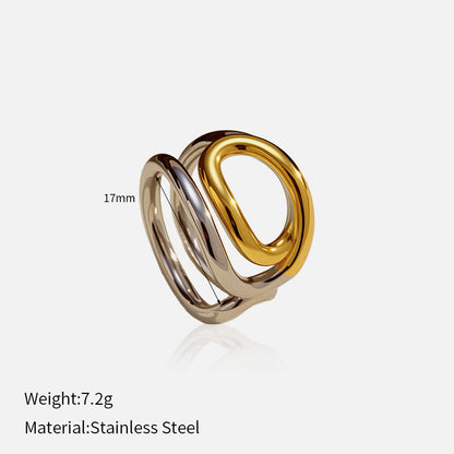 Anello color-block in acciaio