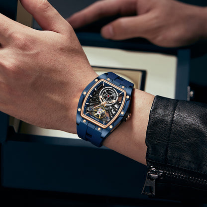 Orologio automatico scheletrato in acciaio da uomo
