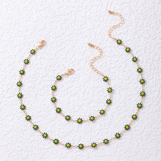Set bracciale collana fiori