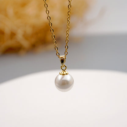 Collana perla acciaio titanio catena