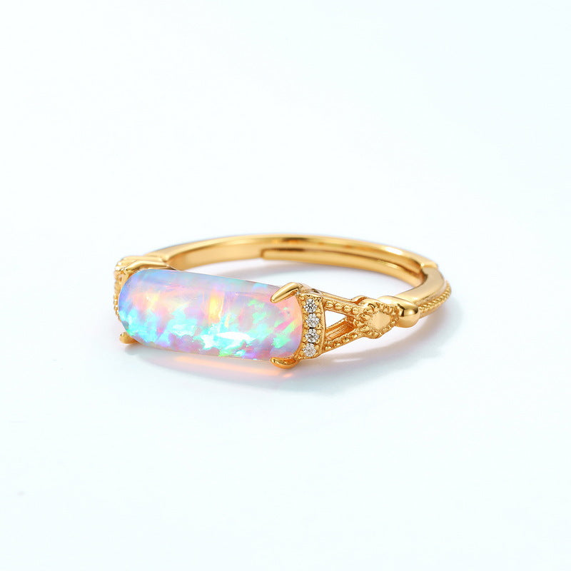 Anello opale argento iridescente