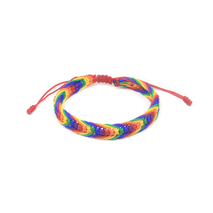 Bracciale intrecciato arcobaleno da mano
